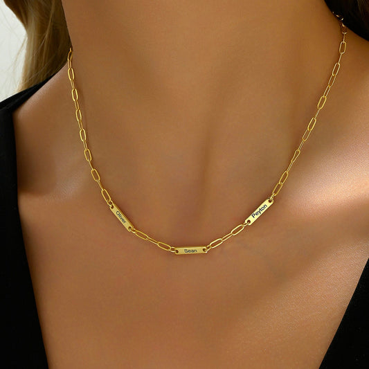 Minimalist Paperclip Personalized Name Necklace