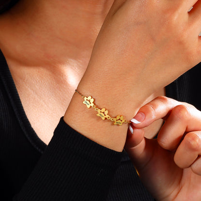 🐾 Custom Engraved Paw Print Bracelet