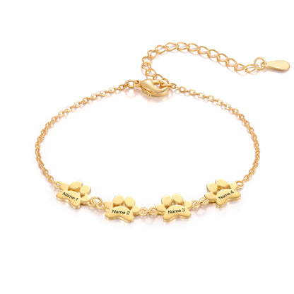 🐾 Custom Engraved Paw Print Bracelet