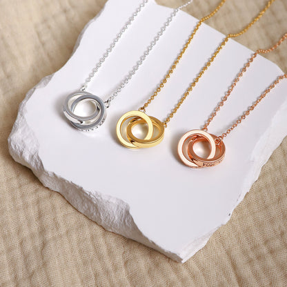 For Love - Minimalist Interlocking Circle Custom Necklace