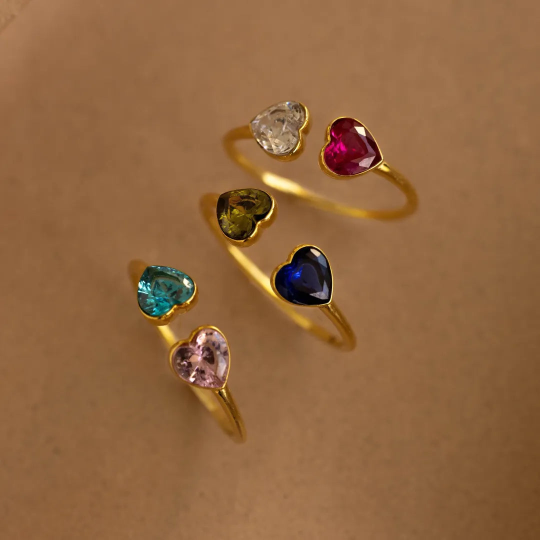 FOR FRIEND- YOU'RE MY FAVORITE BITCH DOUBLE HEARTS CUSTOM BIRTHSTONES RING