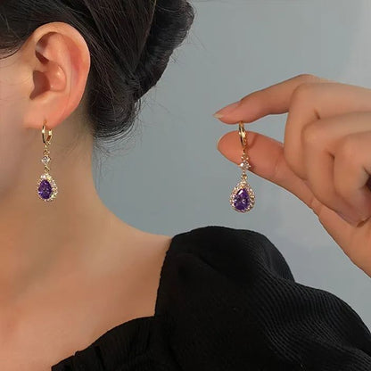 🌸Mother's Day Hot Sale✨PURPLE ZIRCON DROP SHAPE EARRINGS