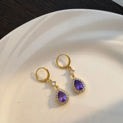 🌸Mother's Day Hot Sale✨PURPLE ZIRCON DROP SHAPE EARRINGS