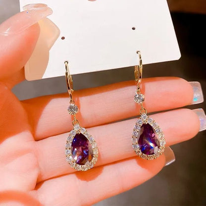 🌸Mother's Day Hot Sale✨PURPLE ZIRCON DROP SHAPE EARRINGS