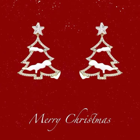 Hot Sale🎁White Snow Christmas Tree Earrings