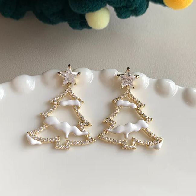 Hot Sale🎁White Snow Christmas Tree Earrings