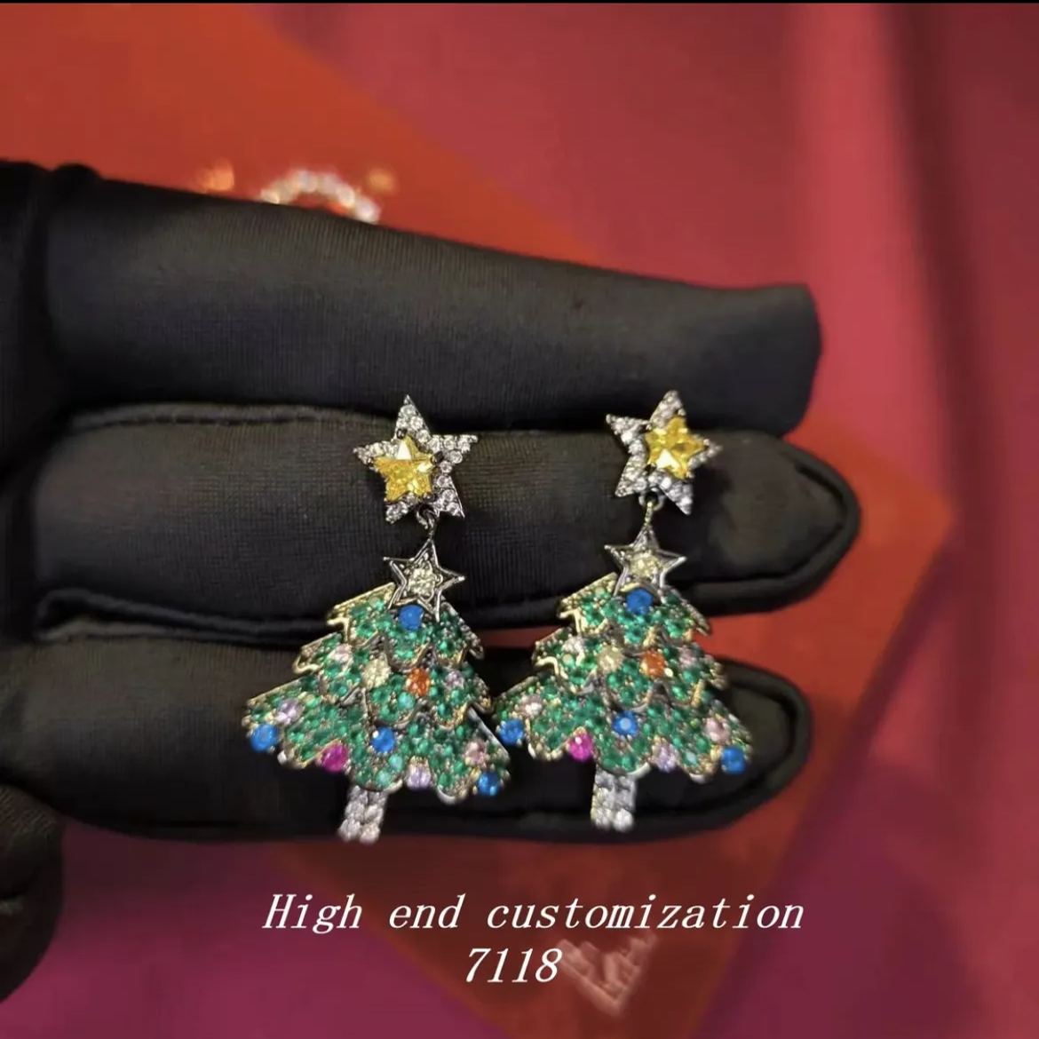 Hot Sale🎁Colorful Shiny Christmas Tree Earrings
