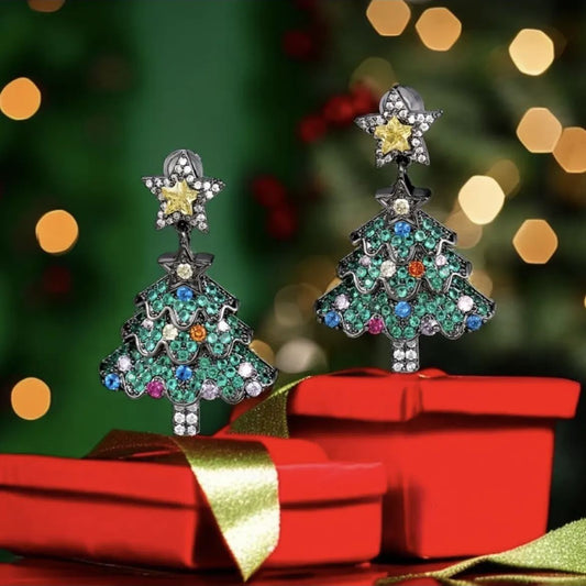 Hot Sale🎁Colorful Shiny Christmas Tree Earrings
