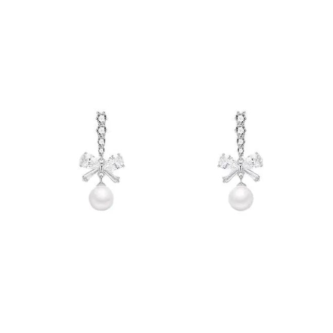 Hot Sale🎁Shiny Bow Pearl Earrings