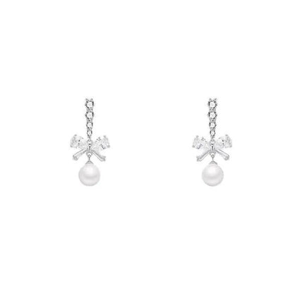 Hot Sale🎁Shiny Bow Pearl Earrings