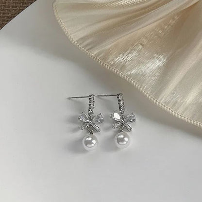 Hot Sale🎁Shiny Bow Pearl Earrings