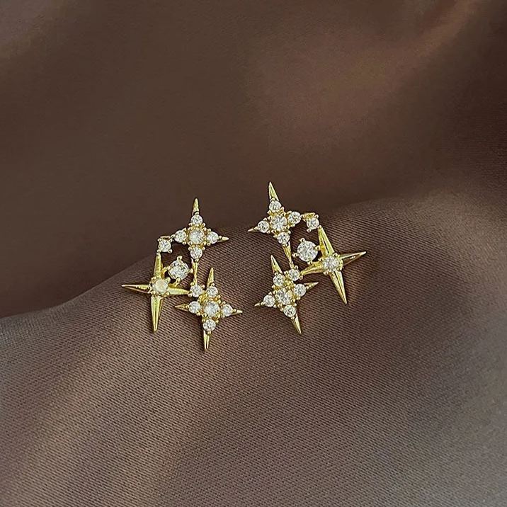 Hot Sale🎁Sparkling Star Silver Needle Stud Earrings