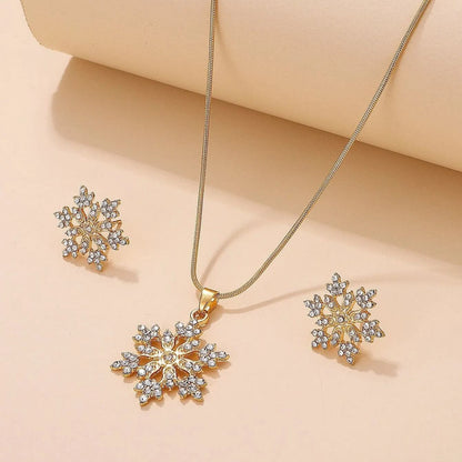 🔥Summer Hot Sale🌊	Diamonds Snowflake Earrings Necklace Set
