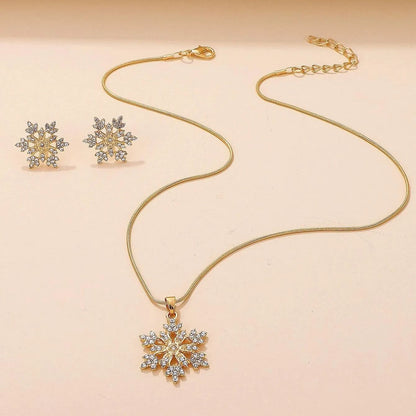 🔥Summer Hot Sale🌊	Diamonds Snowflake Earrings Necklace Set