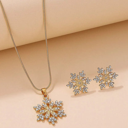 🔥Summer Hot Sale🌊	Diamonds Snowflake Earrings Necklace Set