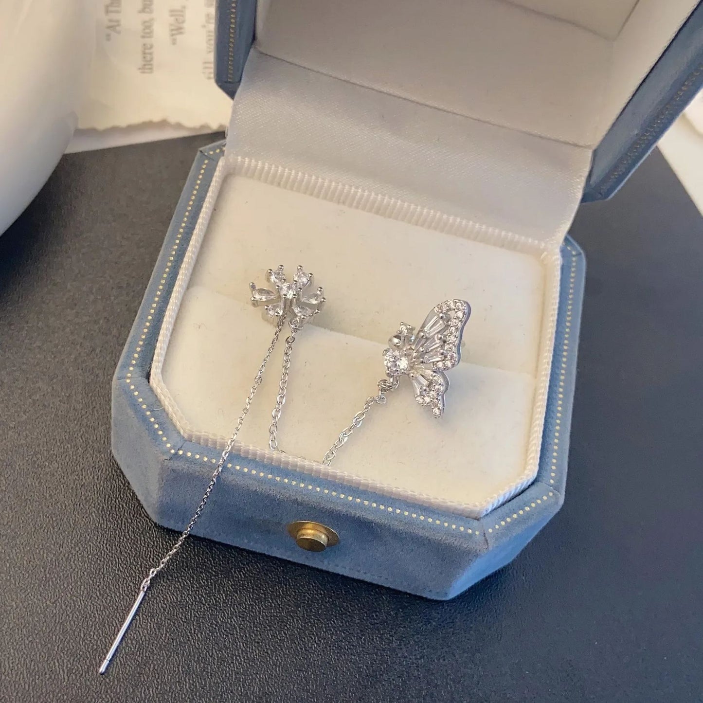 🌸Flower Butterfly Tassel Style Zircon Earrings