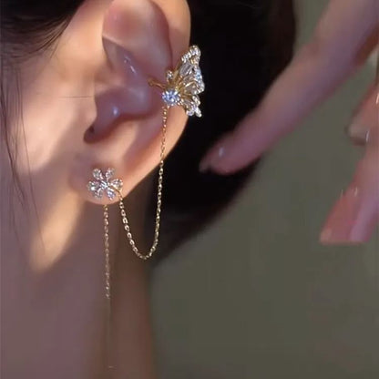 🌸Flower Butterfly Tassel Style Zircon Earrings
