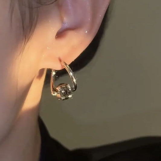 🌸French Style Minimalist Rotatable Zircon Earrings