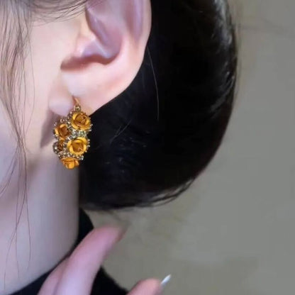 🌸French Style Retro Champagne Rose Earrings