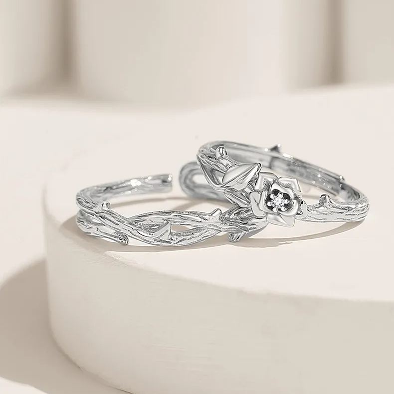 Hot Sale🎁Thorns and Roses S925 Silver Couple Ring