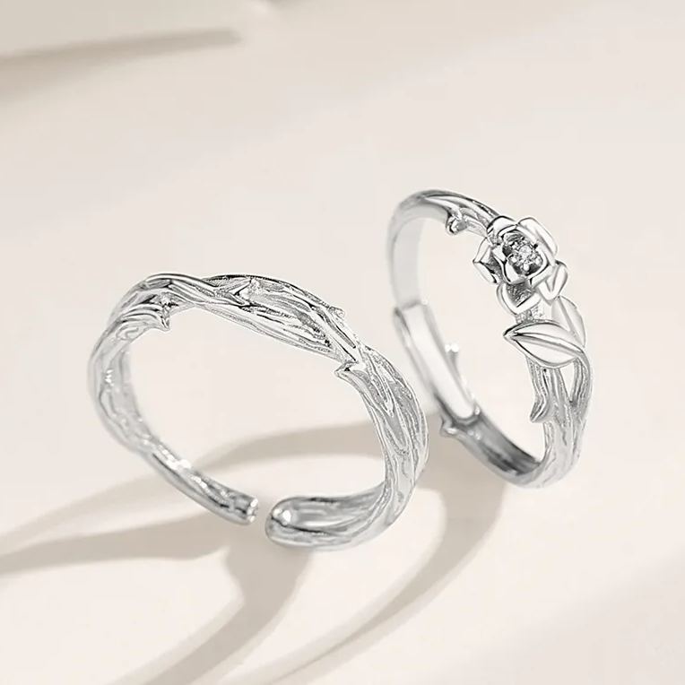 Hot Sale🎁Thorns and Roses S925 Silver Couple Ring