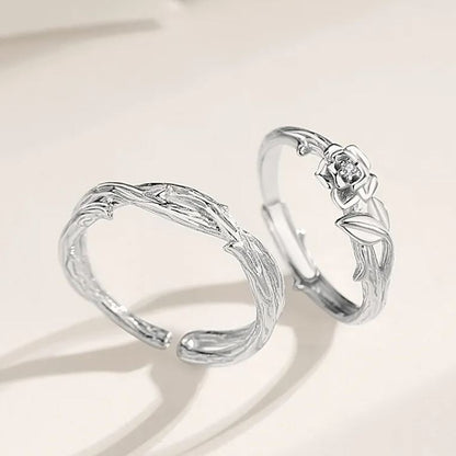 Hot Sale🎁Thorns and Roses S925 Silver Couple Ring