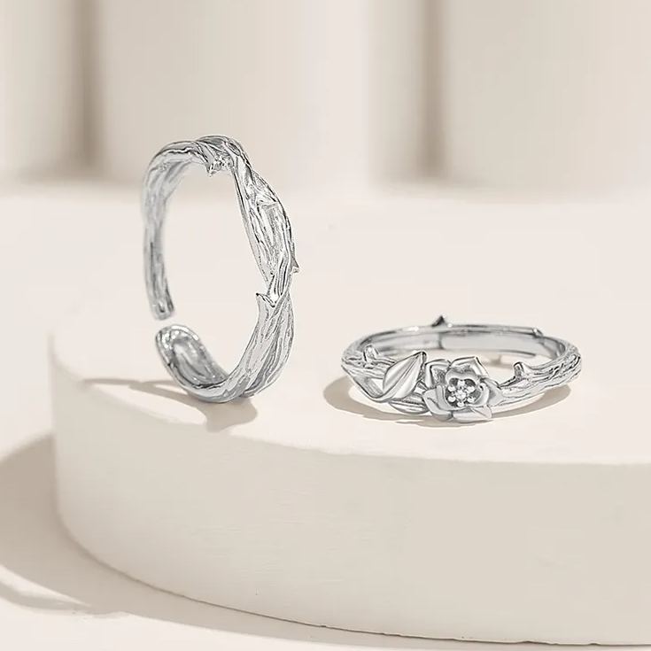 Hot Sale🎁Thorns and Roses S925 Silver Couple Ring