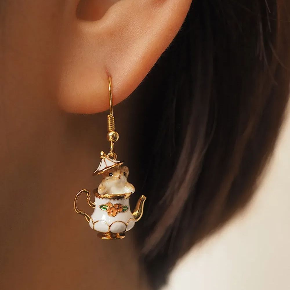 🔥Summer Hot Sale🌊	Mouse In My Teapot Earrings Set