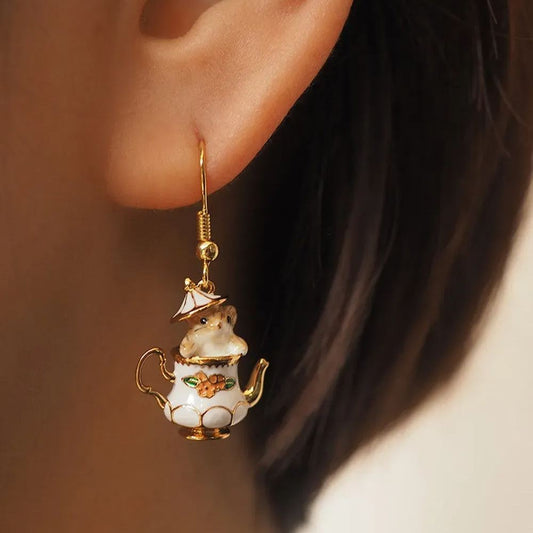 🔥Summer Hot Sale🌊	Mouse In My Teapot Earrings Set
