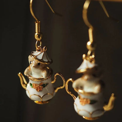 🔥Summer Hot Sale🌊	Mouse In My Teapot Earrings Set
