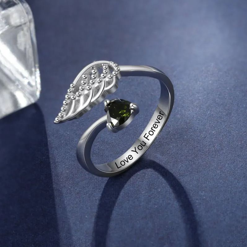 For Memorial - Customized Angel Wing by My Side Ring