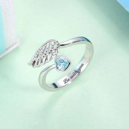For Memorial - Customized Angel Wing by My Side Ring