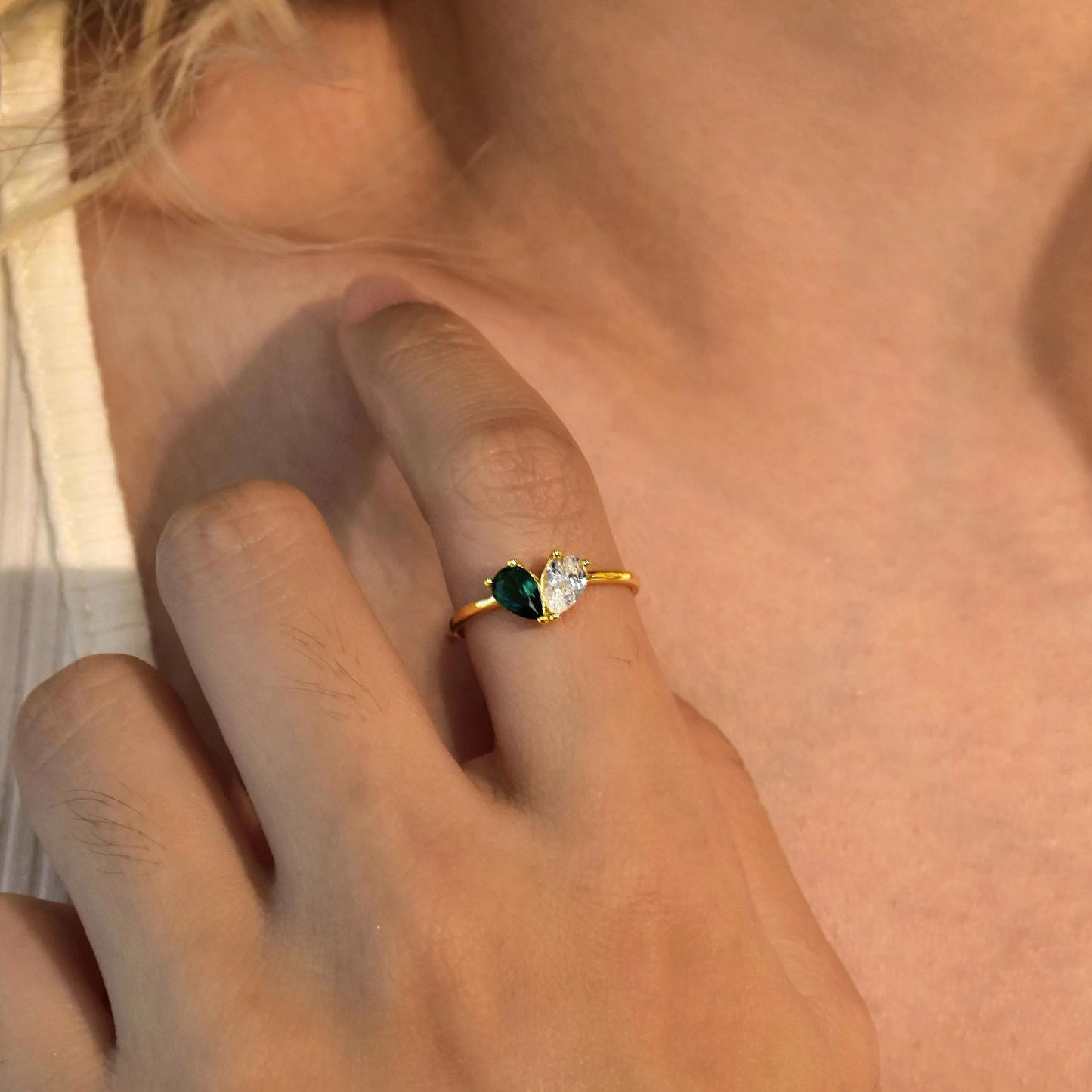 MOTHER AND DAUGHTER FOREVER LINK CUSTOM HEART BIRTHSTONE RING
