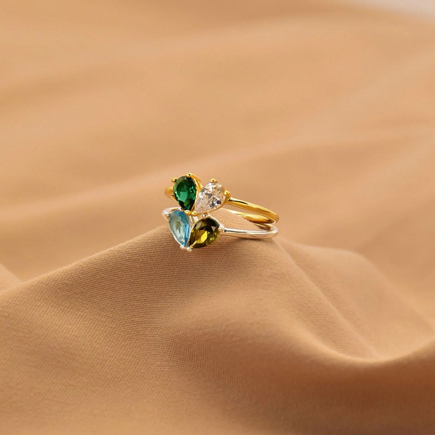 MOTHER AND DAUGHTER FOREVER LINK CUSTOM HEART BIRTHSTONE RING
