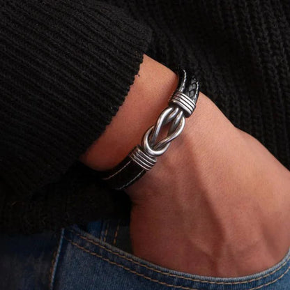 "To My Son" Family Bonds - Linked Forever Leather Bracelet