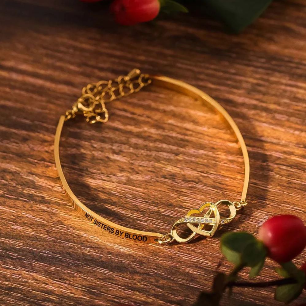 For Friend - Not Sisters By Blood But Sisters By Heart Double Heart Bracelet