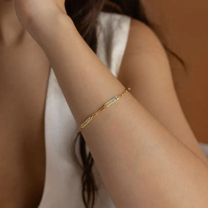 Minimalist Personalized Name&Birthstone Bracelet
