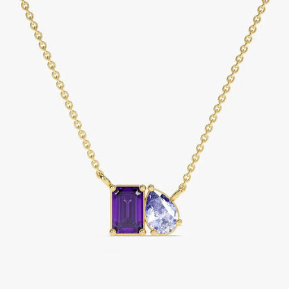 MOTHER AND DAUGHTER FOREVER LINKED TOGETHER CUSTOM BIRTHSTONES NECKLACE