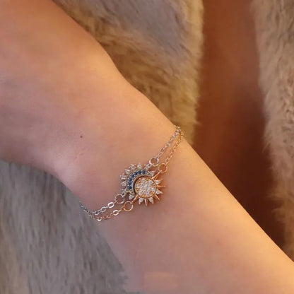 For Bonus Daughter - Hearts Are Linked Moon And Star Bracelet