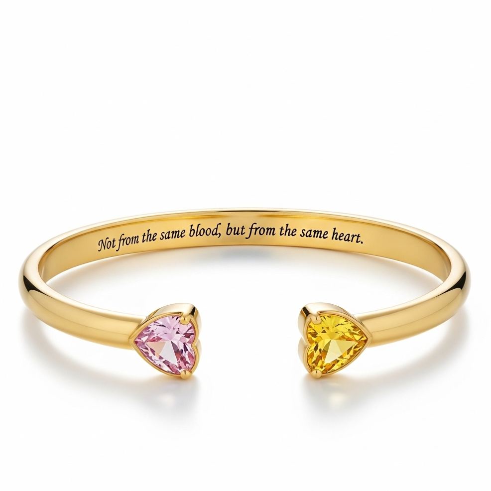 For Friend -Not Sisters By Blood But Sisters By Heart Custom Birthstones Bracelet