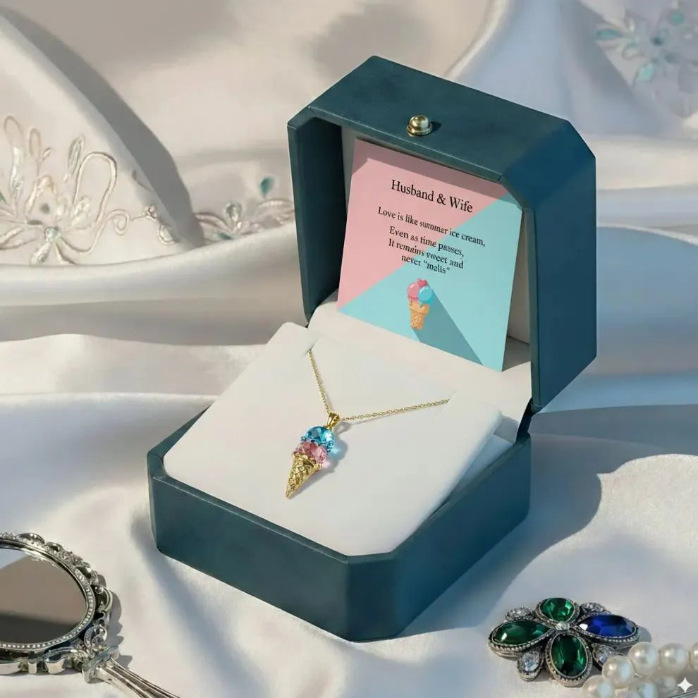 For Love- Custom Sweet Ice Cream Birthstones Necklace