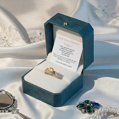 Personalized Hug From Heaven Memorial Angel Wings Ring