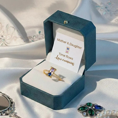Love Remains Hourglass Double Birthstone Ring