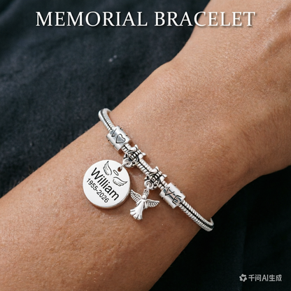 Always In My Heart, Personalized Angel Memorial Bracelet
