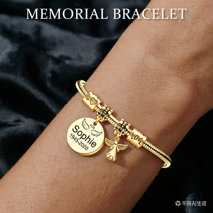 Always In My Heart, Personalized Angel Memorial Bracelet