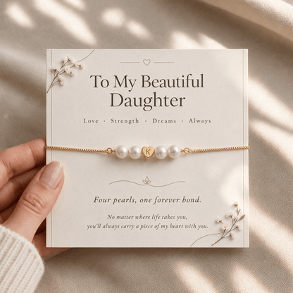For Daughter - A Mother’s Love Personalized Pearl Initial Bracelet