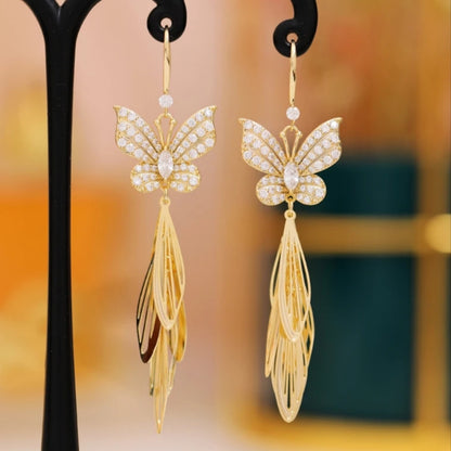 🔥Summer Hot Sale🌊	- Butterfly Wing Tassel Earrings