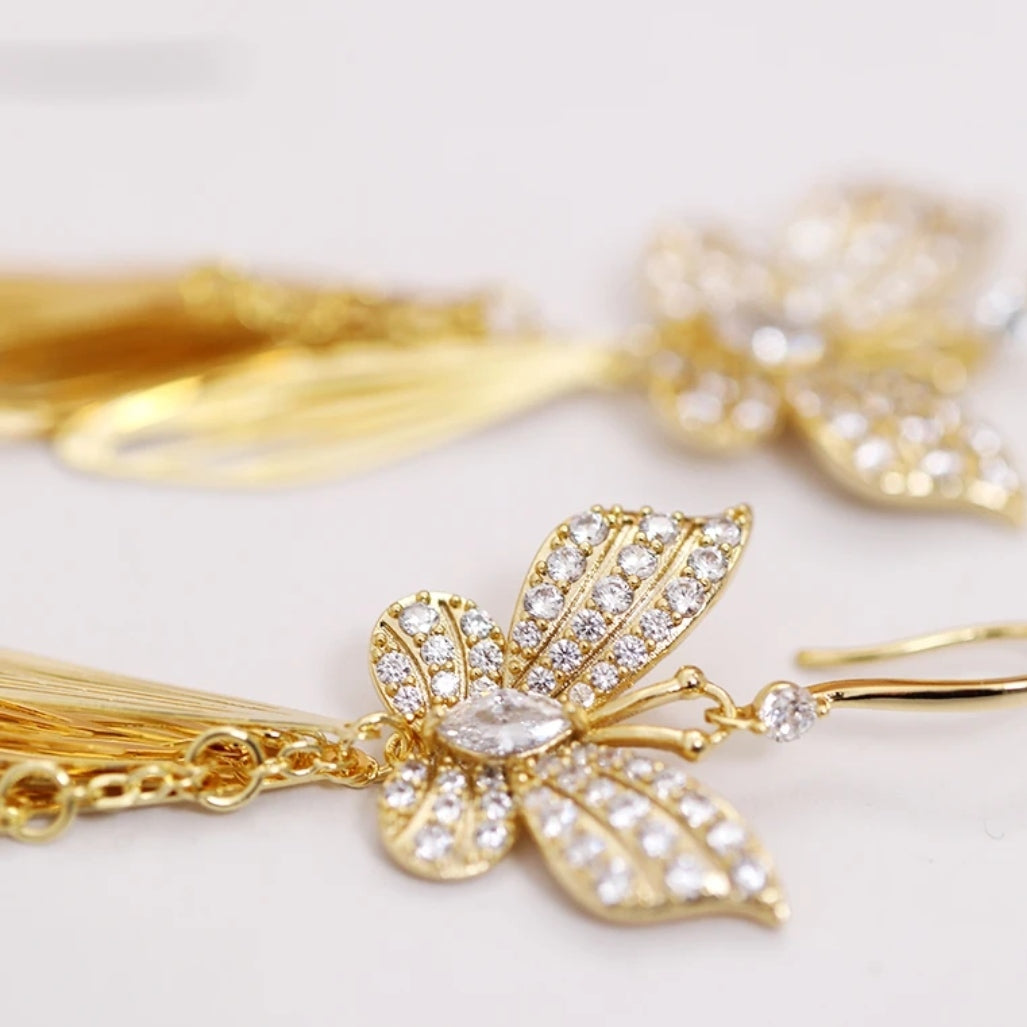 🔥Summer Hot Sale🌊	- Butterfly Wing Tassel Earrings