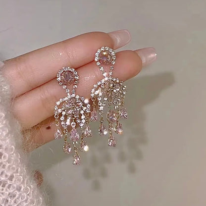 Hot Sale🎁Shiny Pink Tassel Earrings