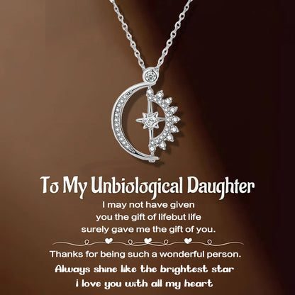 For Unbiological Daughter - S925 Hearts Are Linked Moon And Star Necklace